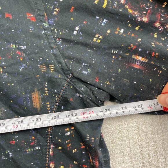 Au Noir Button Up shirt Men Sz 7 Black Colorful City Night Lights Landscape AOP - Picture 9 of 16
